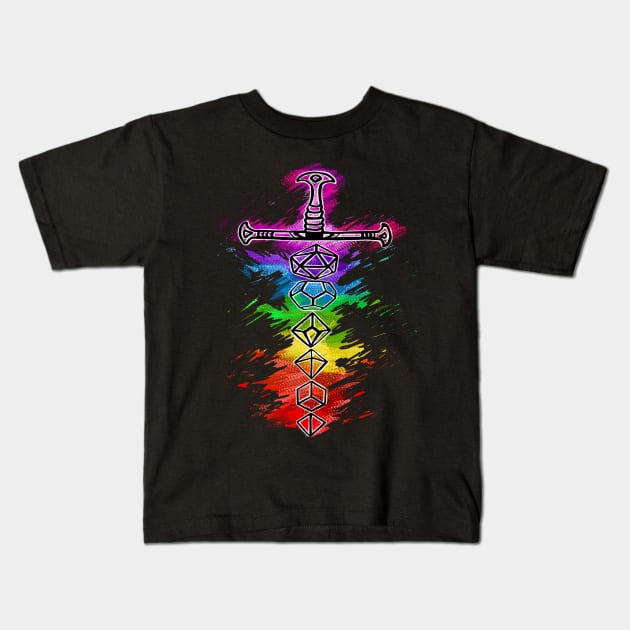 dice sword Kids T-Shirt by Wayward Prints